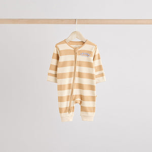 Milk Club Neutral 3 pack Baby Two Way Zip Footless Cotton Sleepsuits