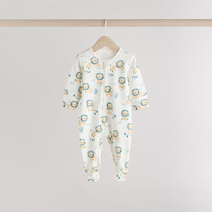 Blue Two Way Zip Baby Sleepsuits 3 Pack