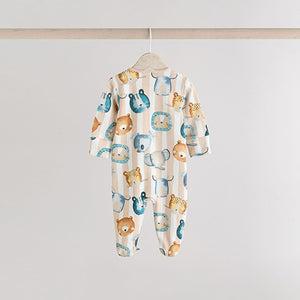 Blue Two Way Zip Baby Sleepsuits 3 Pack