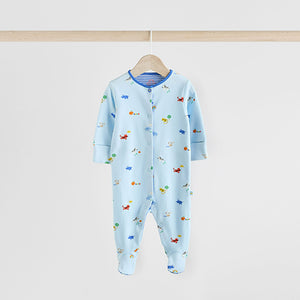 Blue Baby Embroidered Sleepsuits 3 Pack