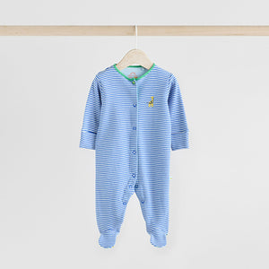 Blue Baby Embroidered Sleepsuits 3 Pack