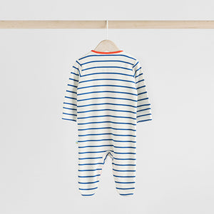 Blue Baby Embroidered Sleepsuits 3 Pack