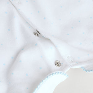 Blue/White Embroidered Baby Sleepsuits 3 Pack