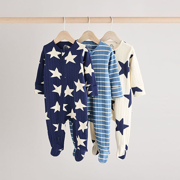 Navy Star Sleepsuits 3 Pack