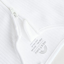 Load image into Gallery viewer, White 100% Cotton Two Way Zip Baby Footless Sleepsuits 3 Pack
