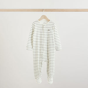 White/Black Two Way Zip Baby Sleepsuits 4 Pack