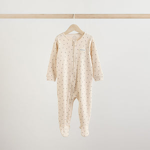 White/Black Two Way Zip Baby Sleepsuits 4 Pack