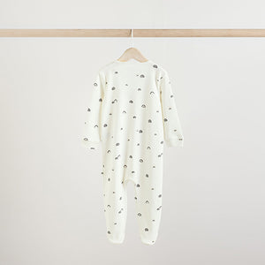 White/Black Two Way Zip Baby Sleepsuits 4 Pack