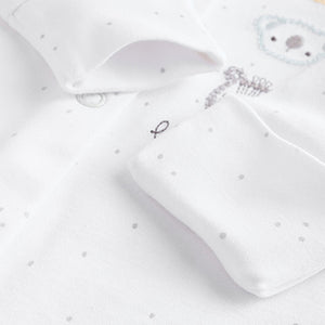White Animal Print 100% Cotton Baby Sleepsuits 3 Pack