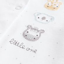 Load image into Gallery viewer, White Animal Print 100% Cotton Baby Sleepsuits 3 Pack
