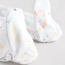 Load image into Gallery viewer, White Animal Print 100% Cotton Baby Sleepsuits 3 Pack
