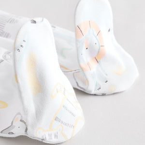 White Animal Print 100% Cotton Baby Sleepsuits 3 Pack