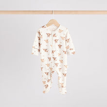 Load image into Gallery viewer, Neutral Hamish Baby 100% Cotton Sleepsuits 3 Pack
