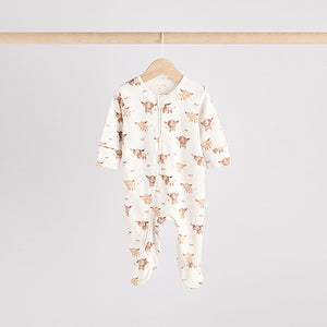 Neutral Hamish Baby 100% Cotton Sleepsuits 3 Pack