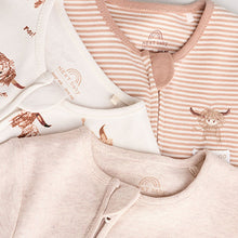 Load image into Gallery viewer, Neutral Hamish Baby 100% Cotton Sleepsuits 3 Pack
