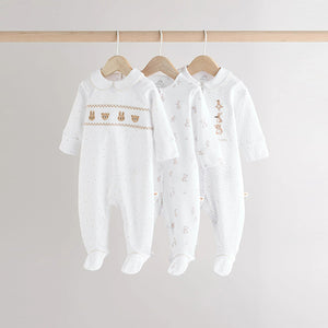 White Sleepsuits 3 Pack