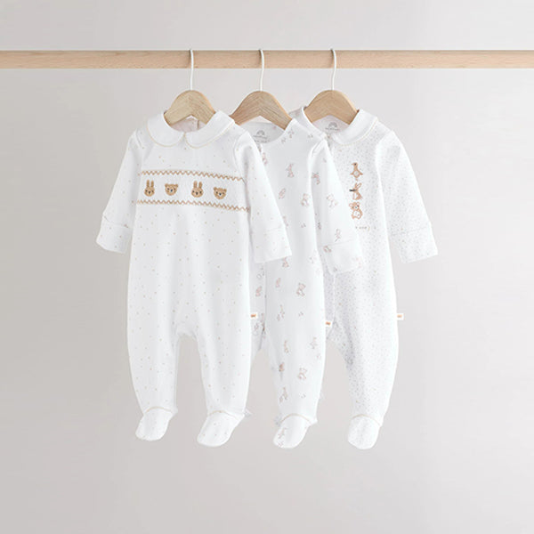 White Sleepsuits 3 Pack