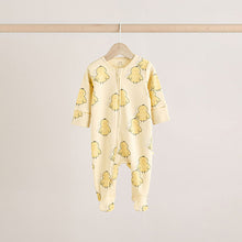 Load image into Gallery viewer, Yellow Spring Two Way Zip 100% Cotton Baby Sleepsuits 3 Pack
