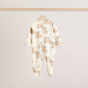 Yellow Spring Two Way Zip 100% Cotton Baby Sleepsuits 3 Pack