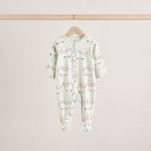 Load image into Gallery viewer, Yellow Spring Two Way Zip 100% Cotton Baby Sleepsuits 3 Pack
