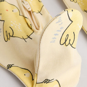 Yellow Spring Two Way Zip 100% Cotton Baby Sleepsuits 3 Pack