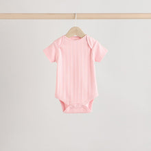 Load image into Gallery viewer, Bright Pink 5 Pack Short Sleeve Baby Bodysuits
