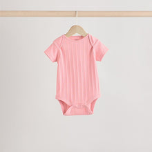 Load image into Gallery viewer, Bright Pink 5 Pack Short Sleeve Baby Bodysuits
