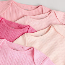 Load image into Gallery viewer, Bright Pink 5 Pack Short Sleeve Baby Bodysuits
