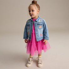 Load image into Gallery viewer, Mid Blue Denim Unicorn Western 100% Cotton Jacket (3mths-6yrs)

