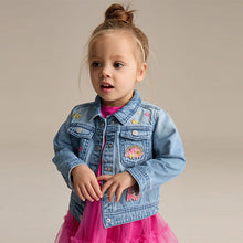 Load image into Gallery viewer, Mid Blue Denim Unicorn Western 100% Cotton Jacket (3mths-6yrs)

