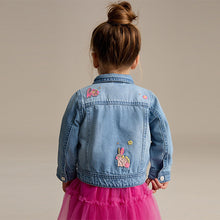 Load image into Gallery viewer, Mid Blue Denim Unicorn Western 100% Cotton Jacket (3mths-6yrs)
