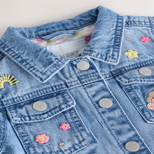 Load image into Gallery viewer, Mid Blue Denim Unicorn Western 100% Cotton Jacket (3mths-6yrs)
