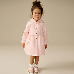 Pink Shower Resistant Hooded Trench Coat (3mths-6yrs)