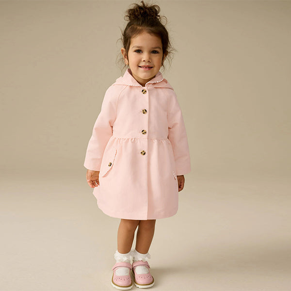 Pink Shower Resistant Hooded Trench Coat (3mths-6yrs)