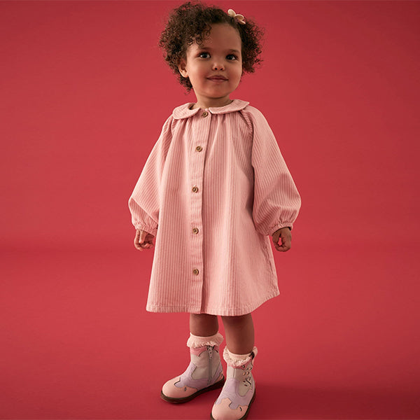 Pink Stripe Print 100% Cotton Shirt Dress (3mths-6yrs)
