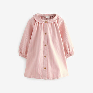 Pink Stripe Print 100% Cotton Shirt Dress (3mths-6yrs)