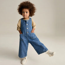 Load image into Gallery viewer, Denim 100% Cotton Sleeveless Wide Leg Jumpsuit (6mths-6yrs)
