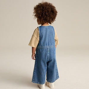 Denim 100% Cotton Sleeveless Wide Leg Jumpsuit (6mths-6yrs)