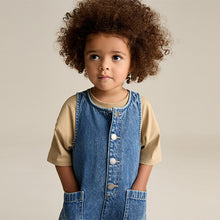 Load image into Gallery viewer, Denim 100% Cotton Sleeveless Wide Leg Jumpsuit (6mths-6yrs)
