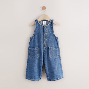 Denim 100% Cotton Sleeveless Wide Leg Jumpsuit (6mths-6yrs)