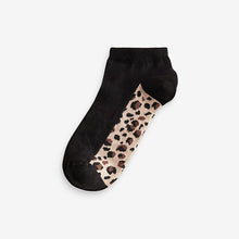 Load image into Gallery viewer, Leopard Footbed Trainers Socks 5 Pack
