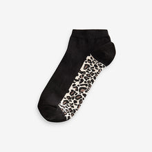Load image into Gallery viewer, Leopard Footbed Trainers Socks 5 Pack
