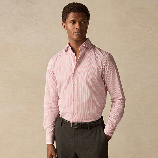 Red Stripe Slim Fit 100% Cotton Long Sleeve Shirt