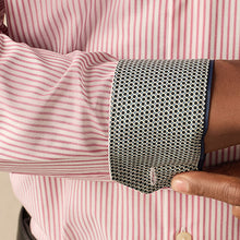 Load image into Gallery viewer, Red Stripe Slim Fit 100% Cotton Long Sleeve Shirt
