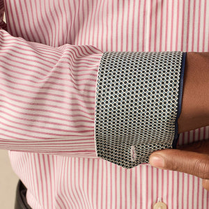 Red Stripe Slim Fit 100% Cotton Long Sleeve Shirt