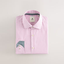 Load image into Gallery viewer, Red Stripe Slim Fit 100% Cotton Long Sleeve Shirt
