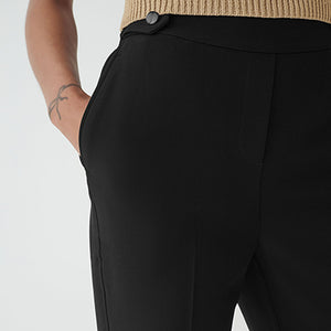 Black Tailored Elasticated Back Straight Leg Trousers
