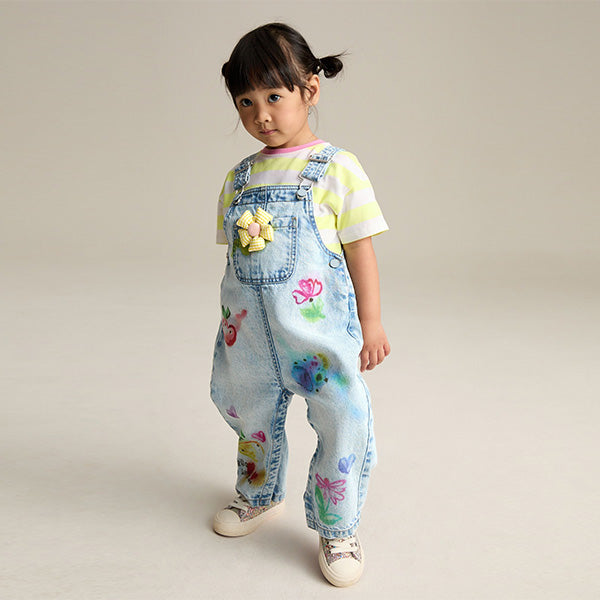 Denim Printed 100% Cotton Dungaree Set (3mths-6yrs)