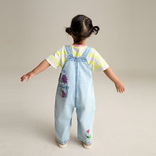 Load image into Gallery viewer, Denim Printed 100% Cotton Dungaree Set (3mths-6yrs)
