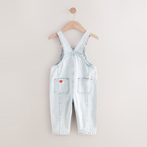 Stripe Strawberry Embroidered 100% Cotton Dungarees (3mths-6yrs)